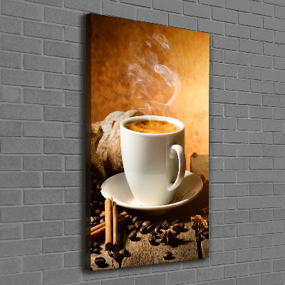 Cuadro canvas decorativo para salón vertical Una taza de café