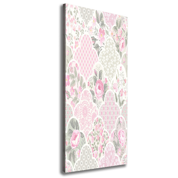 Cuadro canvas decorativo para salón vertical Rosas