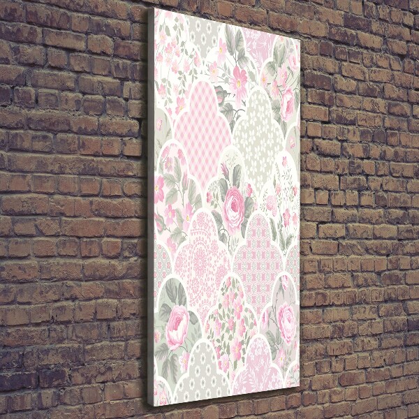 Cuadro canvas decorativo para salón vertical Rosas
