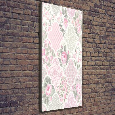 Cuadro canvas decorativo para salón vertical Rosas