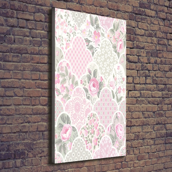 Cuadro canvas decorativo para salón vertical Rosas