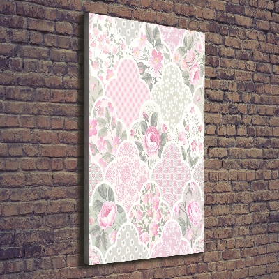 Cuadro canvas decorativo para salón vertical Rosas