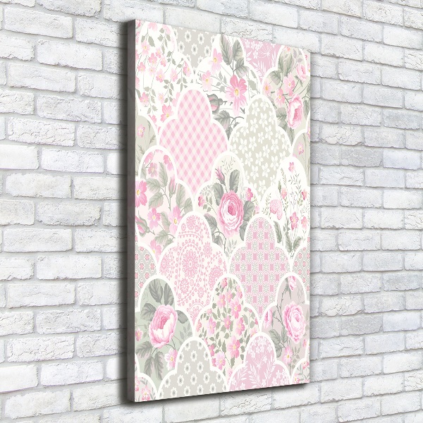Cuadro canvas decorativo para salón vertical Rosas