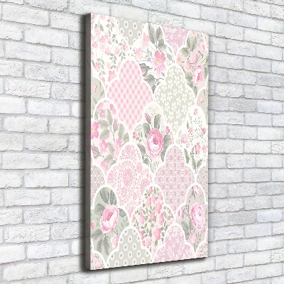 Cuadro canvas decorativo para salón vertical Rosas