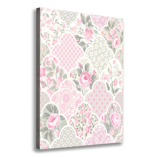 Cuadro canvas decorativo para salón vertical Rosas