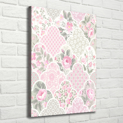Cuadro canvas decorativo para salón vertical Rosas