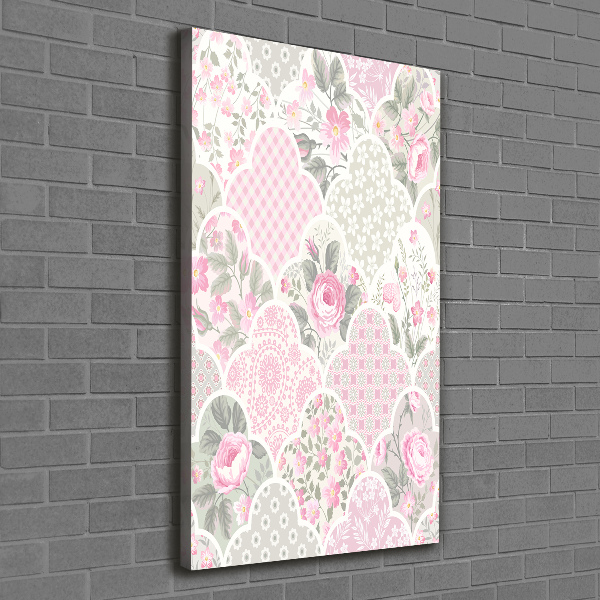 Cuadro canvas decorativo para salón vertical Rosas