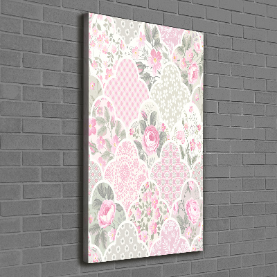 Cuadro canvas decorativo para salón vertical Rosas