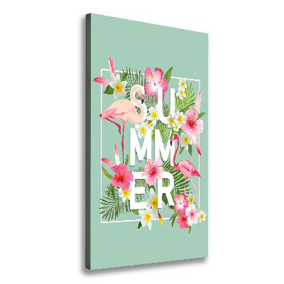 Impresión en lienzo vertical Vacaciones y flamencos