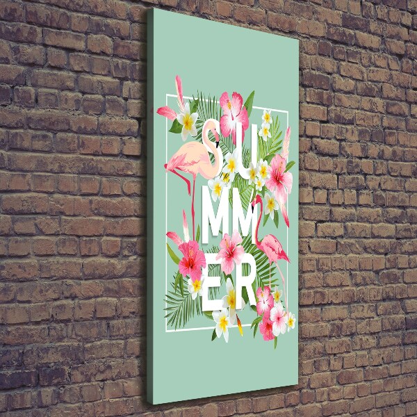 Impresión en lienzo vertical Vacaciones y flamencos