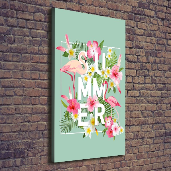 Impresión en lienzo vertical Vacaciones y flamencos