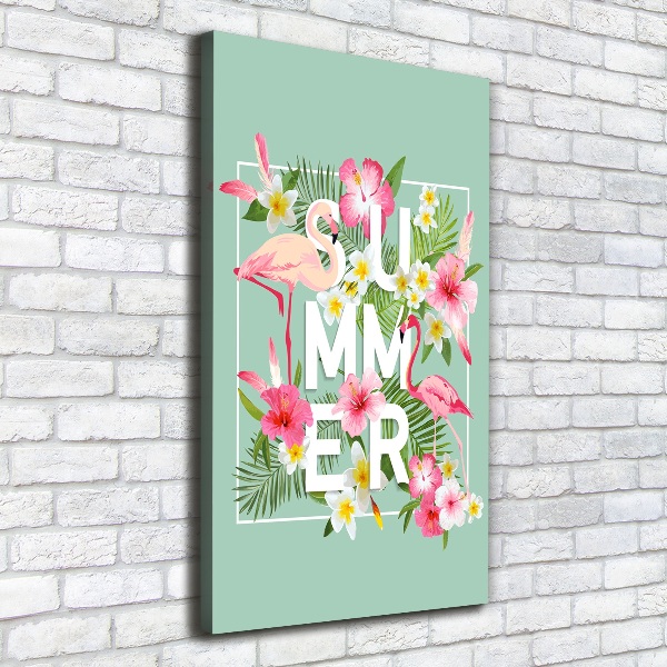 Impresión en lienzo vertical Vacaciones y flamencos