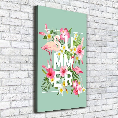 Impresión en lienzo vertical Vacaciones y flamencos