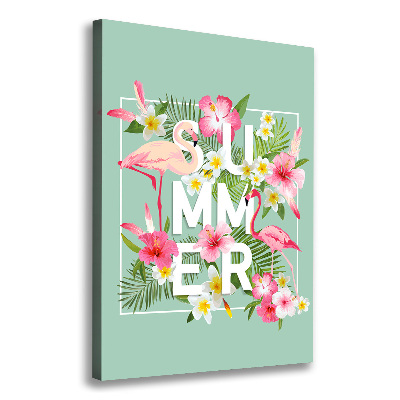 Impresión en lienzo vertical Vacaciones y flamencos