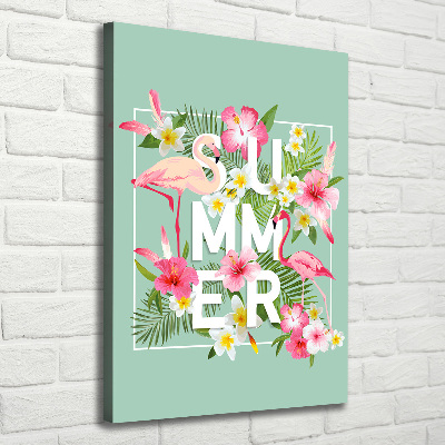Impresión en lienzo vertical Vacaciones y flamencos