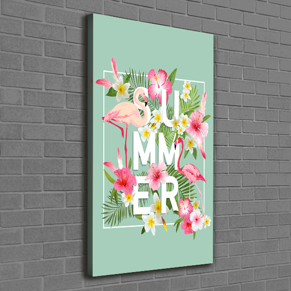 Impresión en lienzo vertical Vacaciones y flamencos
