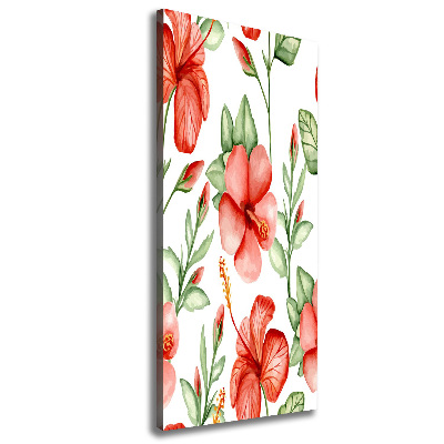 Cuadro moderno en lienzo resistente uv vertical flores tropicales