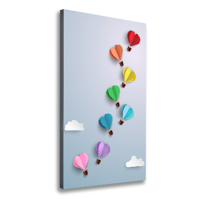 Cuadro moderno en lienzo resistente uv vertical Globos de corazón