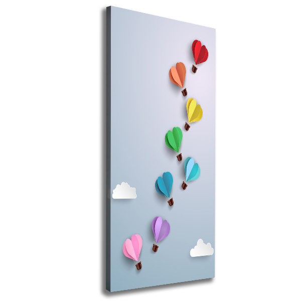 Cuadro moderno en lienzo resistente uv vertical Globos de corazón