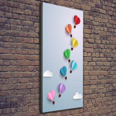 Cuadro moderno en lienzo resistente uv vertical Globos de corazón