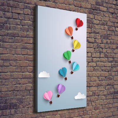 Cuadro moderno en lienzo resistente uv vertical Globos de corazón