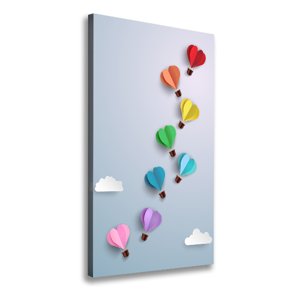 Cuadro moderno en lienzo resistente uv vertical Globos de corazón