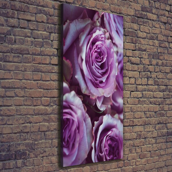Cuadro moderno en lienzo resistente uv vertical Rosas moradas