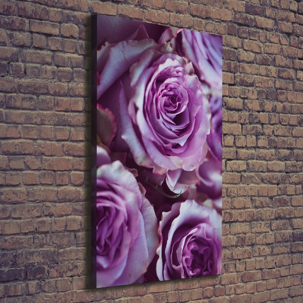 Cuadro moderno en lienzo resistente uv vertical Rosas moradas