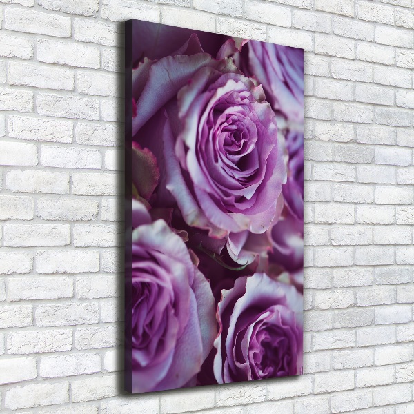 Cuadro moderno en lienzo resistente uv vertical Rosas moradas