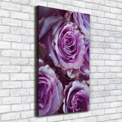 Cuadro moderno en lienzo resistente uv vertical Rosas moradas