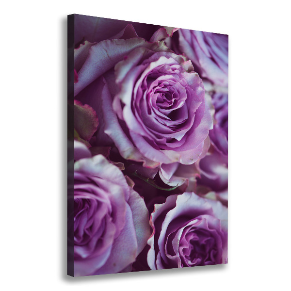Cuadro moderno en lienzo resistente uv vertical Rosas moradas