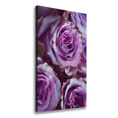 Cuadro moderno en lienzo resistente uv vertical Rosas moradas