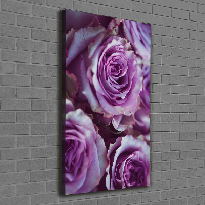 Cuadro moderno en lienzo resistente uv vertical Rosas moradas