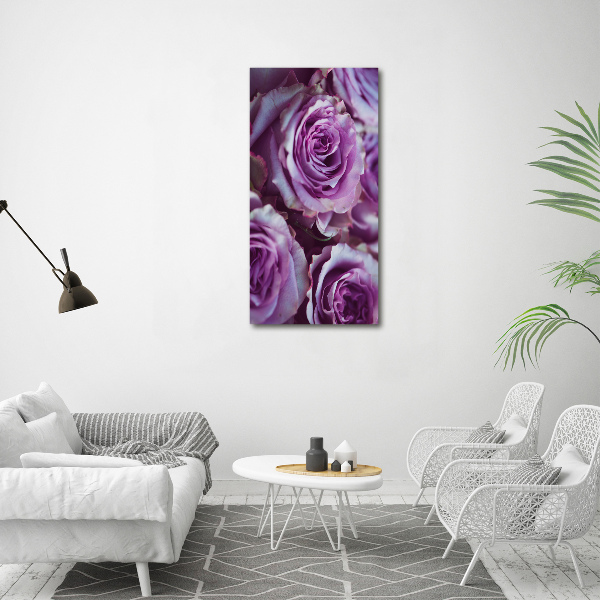 Cuadro moderno en lienzo resistente uv vertical Rosas moradas