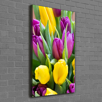 Impresión en lienzo vertical tulipanes coloridos
