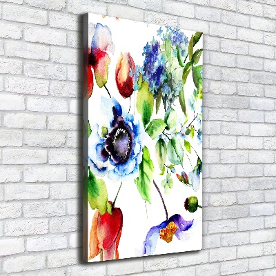 Cuadro moderno en lienzo resistente uv vertical Flores silvestres