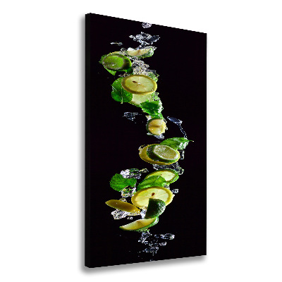 Cuadro canvas decorativo para salón vertical Limas y limones