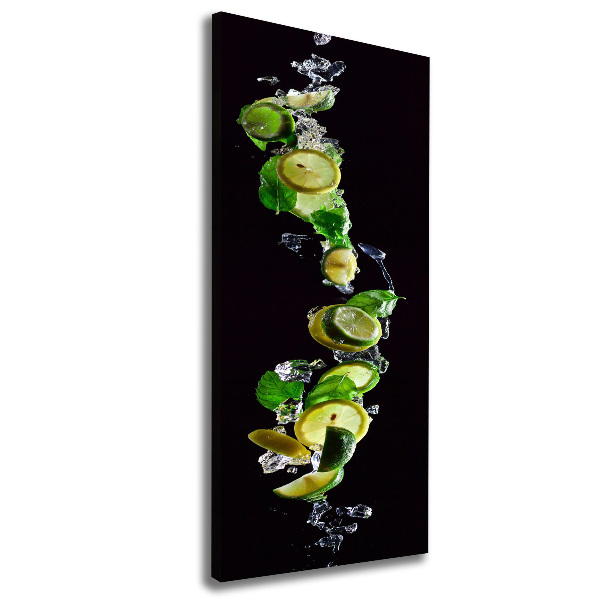 Cuadro canvas decorativo para salón vertical Limas y limones