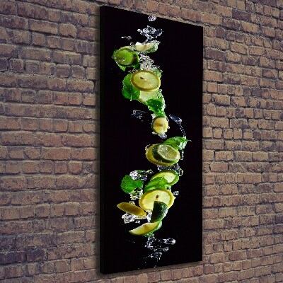 Cuadro canvas decorativo para salón vertical Limas y limones