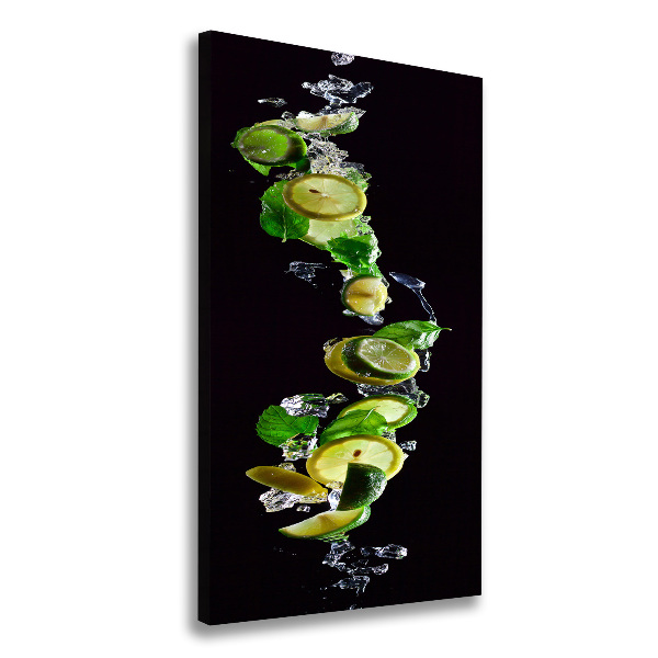 Cuadro canvas decorativo para salón vertical Limas y limones