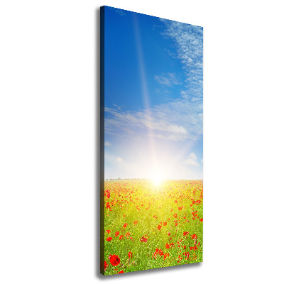 Fotografía en lienzo vertical Campo de amapolas