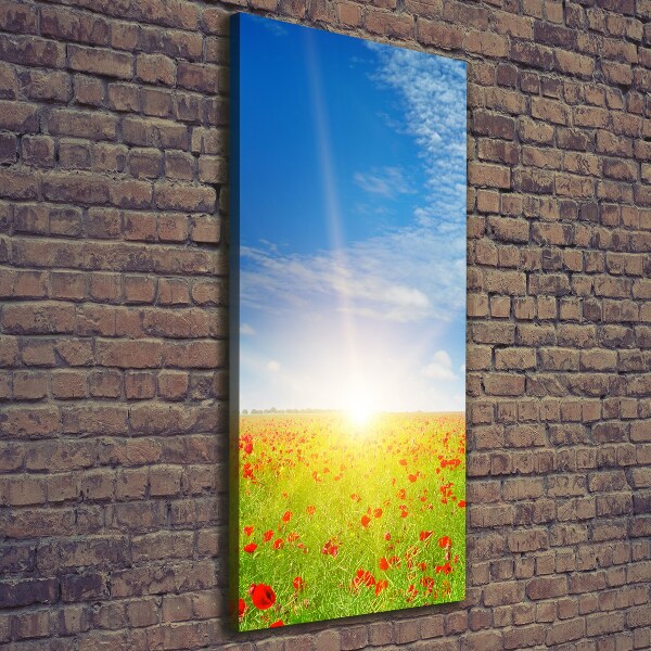 Fotografía en lienzo vertical Campo de amapolas