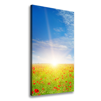 Fotografía en lienzo vertical Campo de amapolas