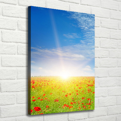 Fotografía en lienzo vertical Campo de amapolas