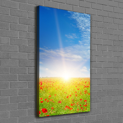 Fotografía en lienzo vertical Campo de amapolas