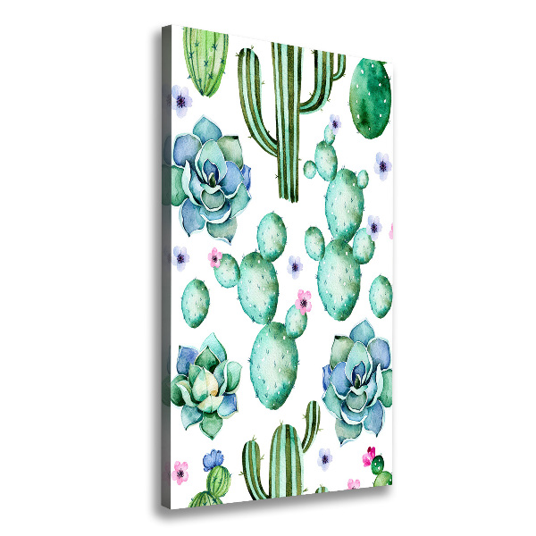 Cuadro canvas decorativo para salón vertical Cactus