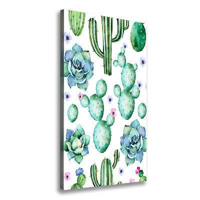 Cuadro canvas decorativo para salón vertical Cactus