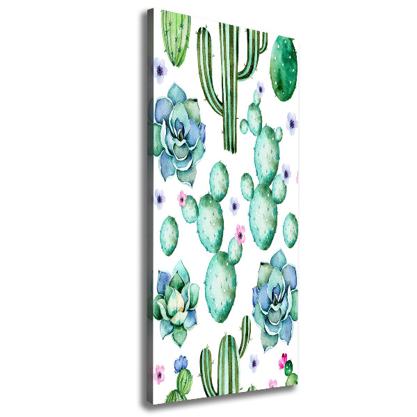 Cuadro canvas decorativo para salón vertical Cactus