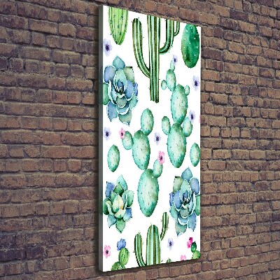 Cuadro canvas decorativo para salón vertical Cactus