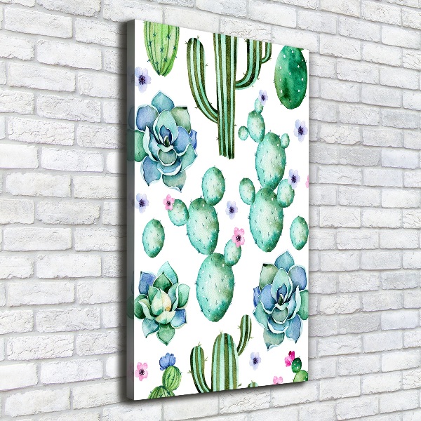 Cuadro canvas decorativo para salón vertical Cactus